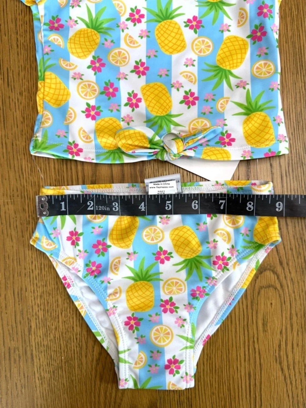 Flap Happy Pineapple 2PC Swimsuit Built-In Swim Diaper Girls Size 2 NWT